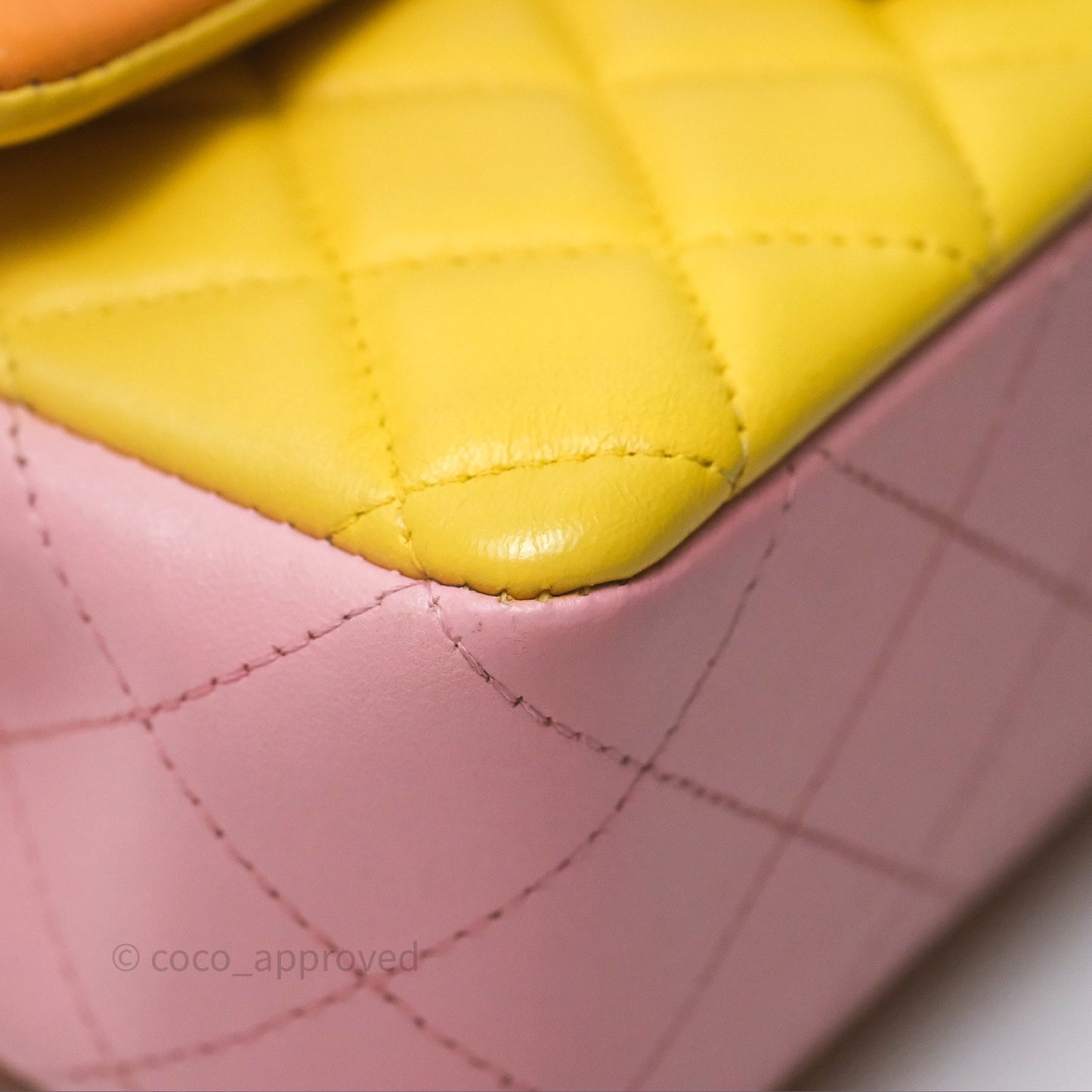 Chanel Quilted Mini Rectangular Flap Tri-Color Orange/Yellow/Pink Lambskin Gold Hardware
