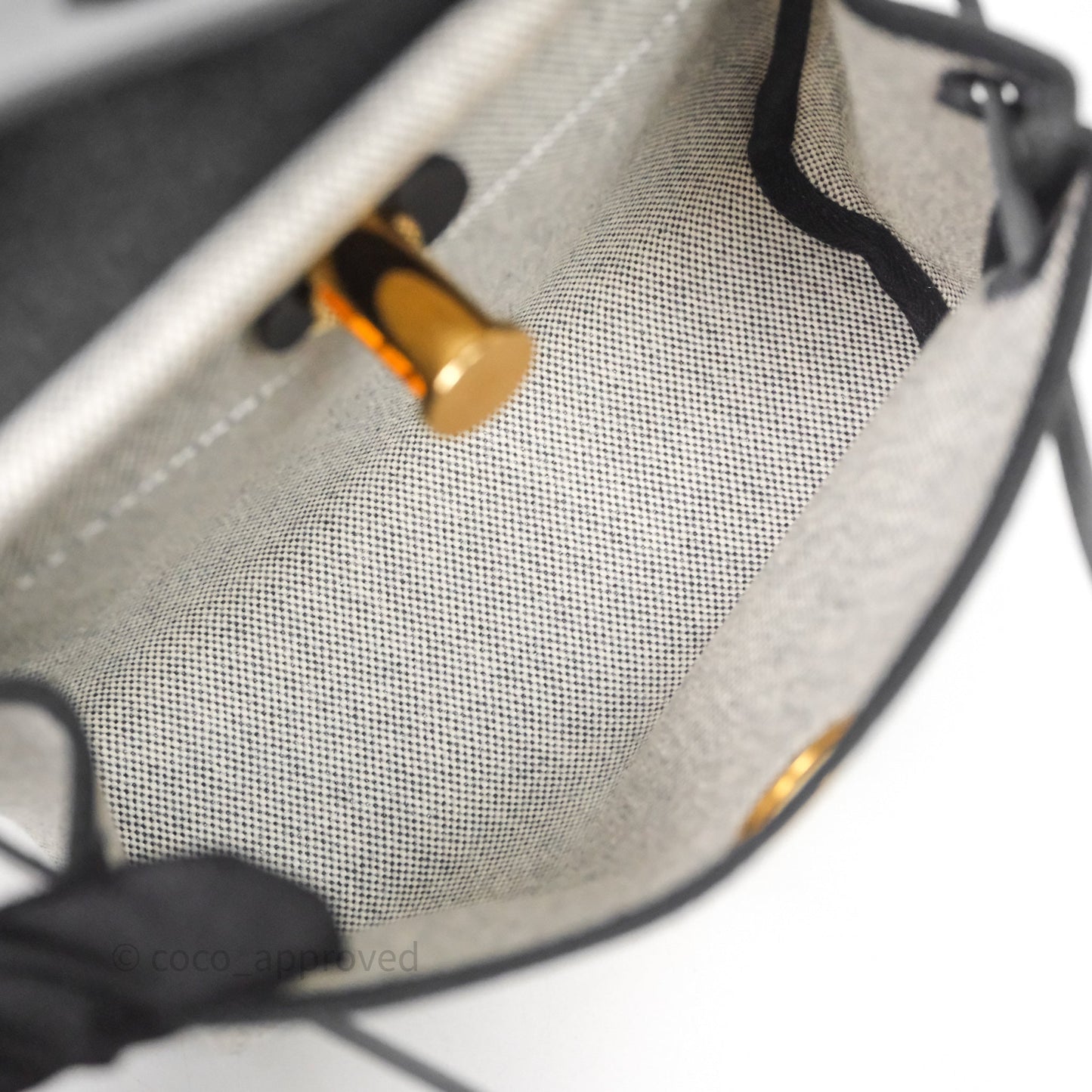 Hermès Herbag Zip 20 Mini Ecru-Noir Canvas Gold Hardware