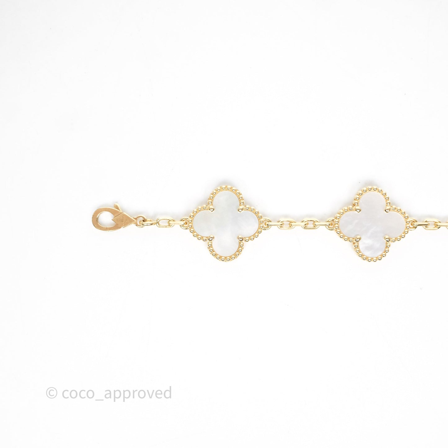 Van Cleef & Arpels Vintage Alhambra 5 Motifs White Yellow Gold Bracelet