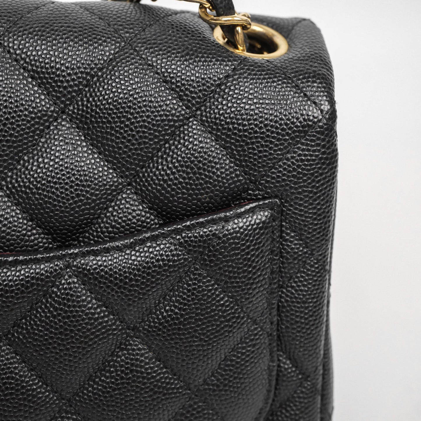 Chanel Mini Square Quilted Black Caviar Gold Hardware