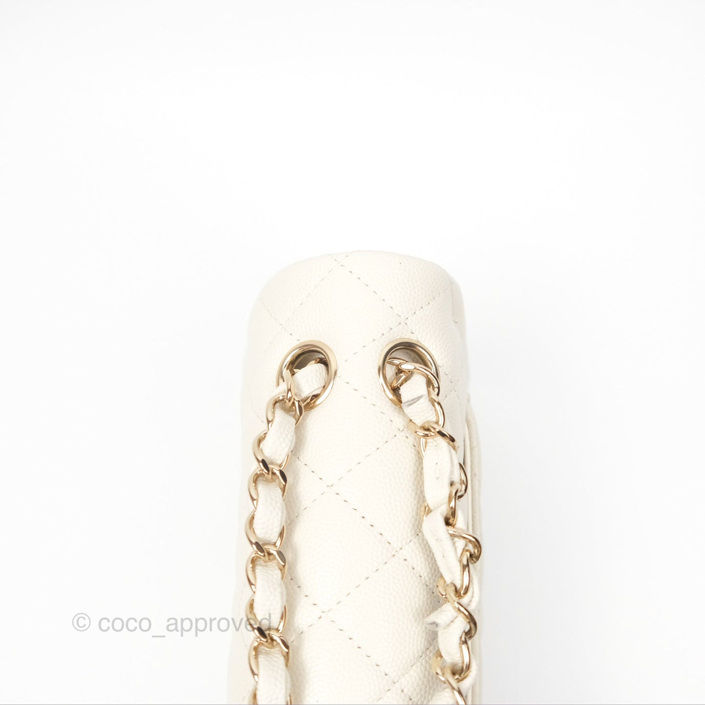 Chanel Small Classic Quilted Flap Light Ivory Caviar Gold Hardware