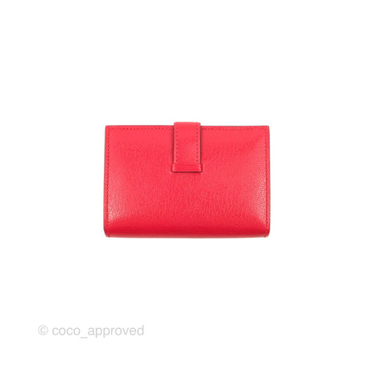 Hermes Bearn Mini Wallet Rouge De Coeur Chamkila Goatskin Gold Hardware