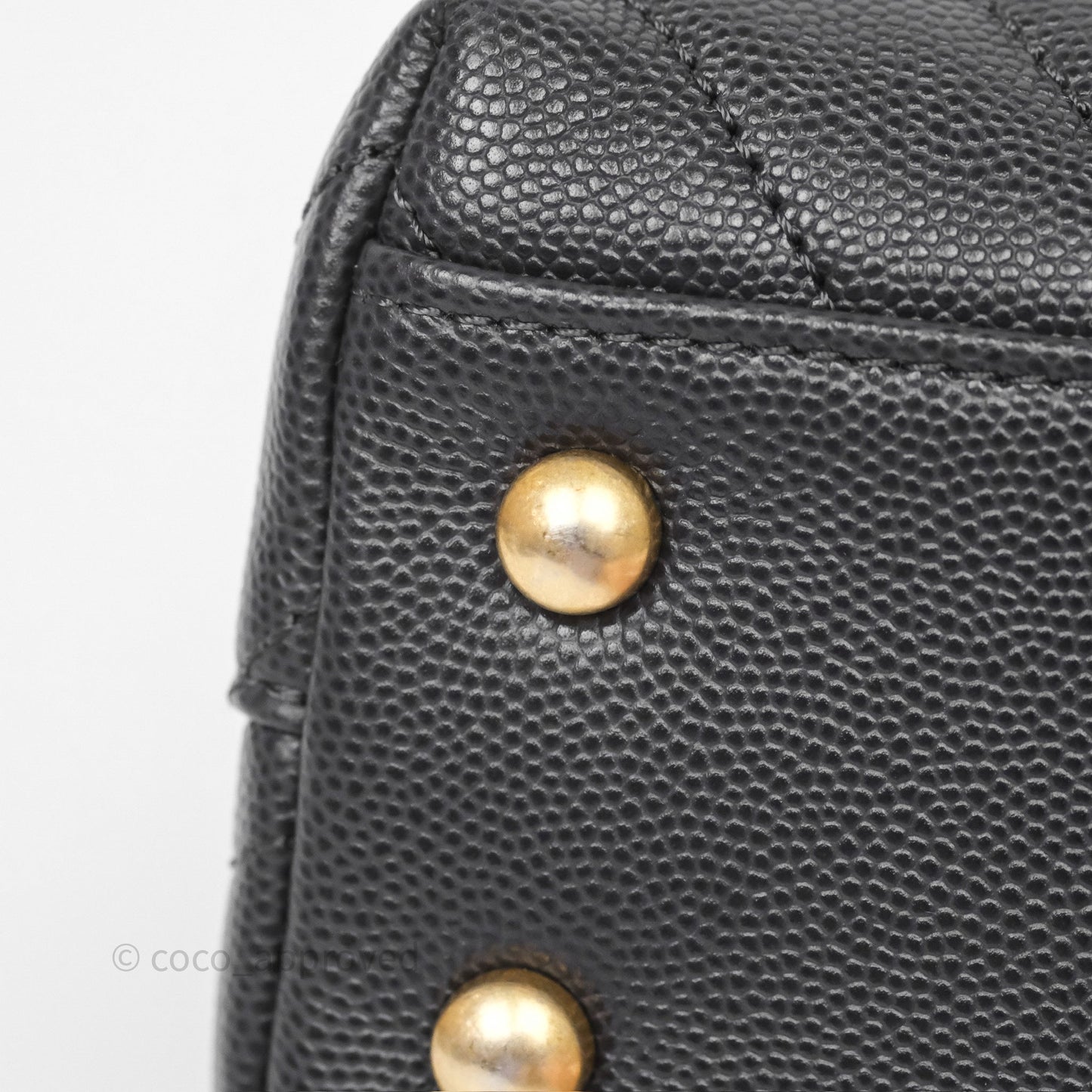 Chanel Small Coco Handle Chevron Dark Grey Caviar Aged Gold Hardware