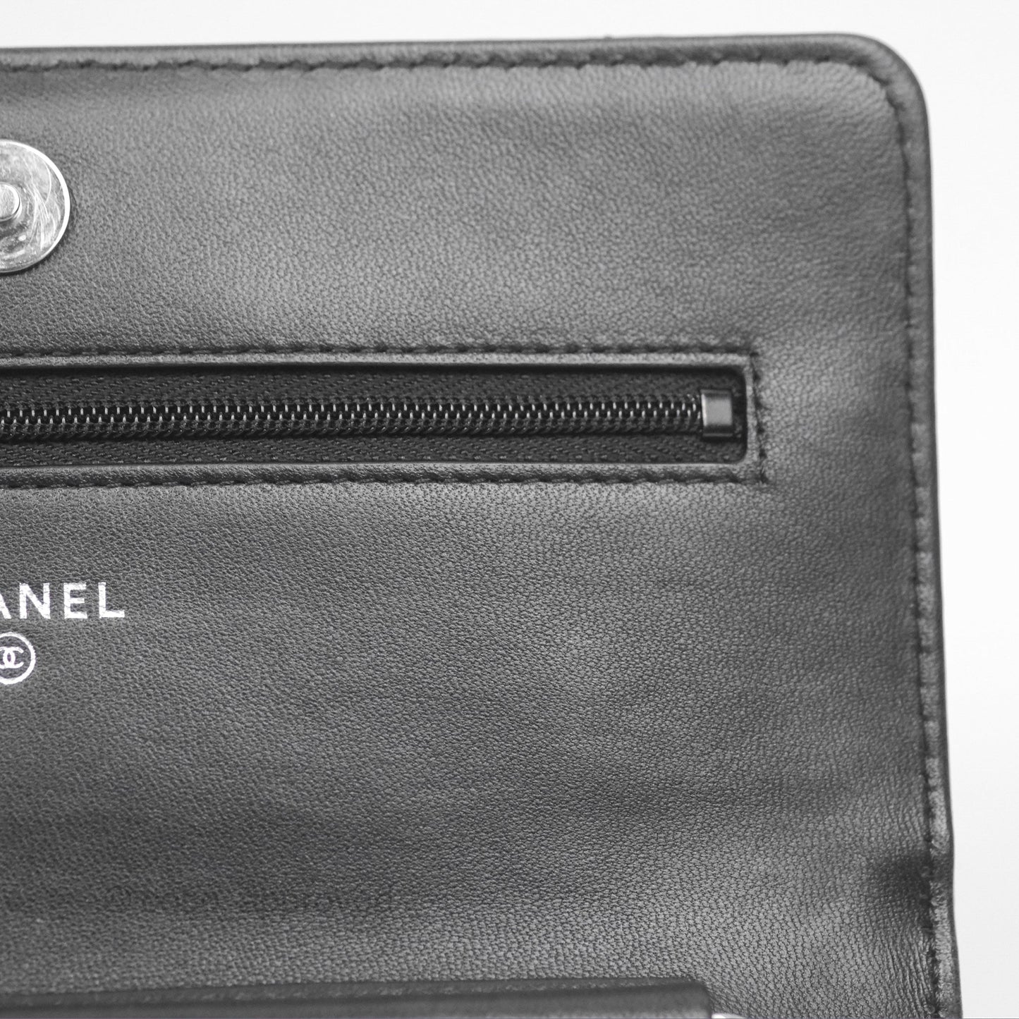 Chanel Quilted Classic Wallet on Chain WOC Black Lambskin Silver Hardware