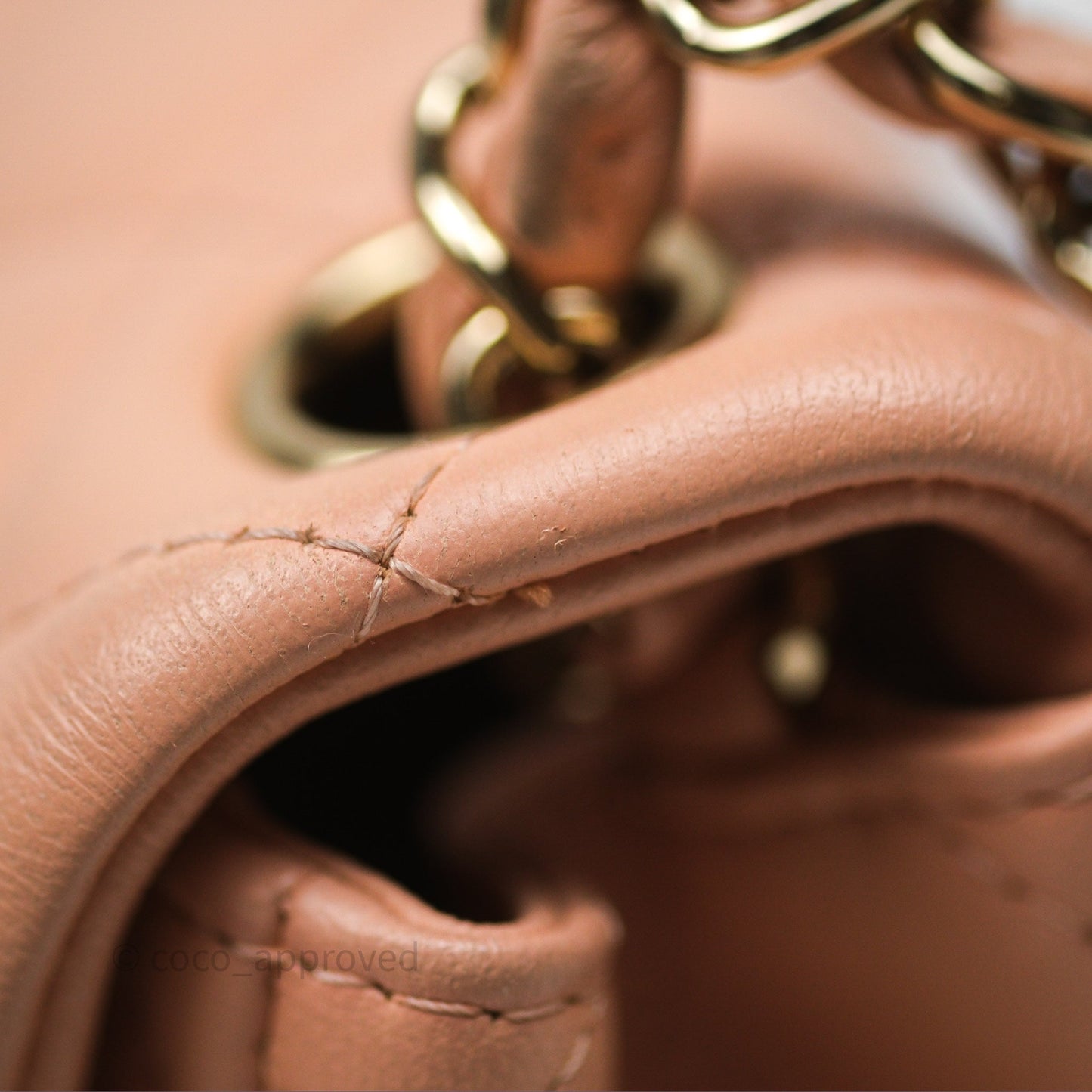 Chanel Mini Square Flap Quilted Beige Pink Lambskin Gold Hardware