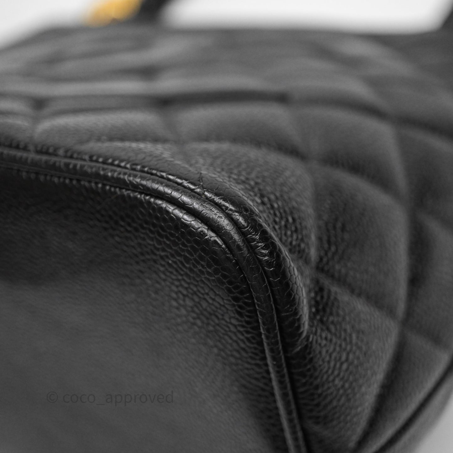 Chanel Vintage Medallion CC Tote Bag Black Caviar Gold Hardware