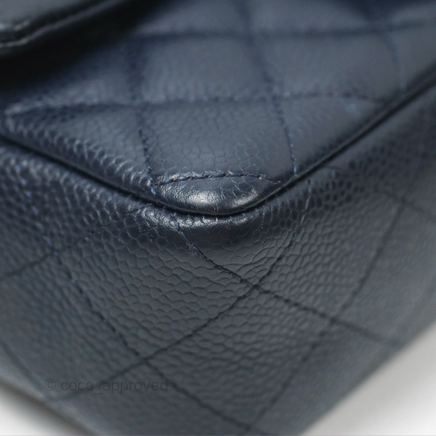 Chanel Quilted Mini Rectangular Flap Navy Caviar Silver Hardware