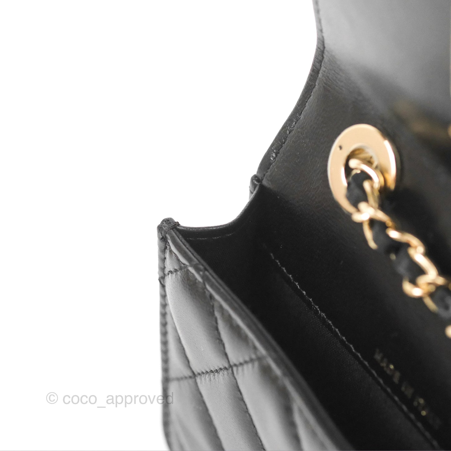 Chanel Mini Quilted Trendy CC Card Holder With Chain Black Lambskin Gold Hardware