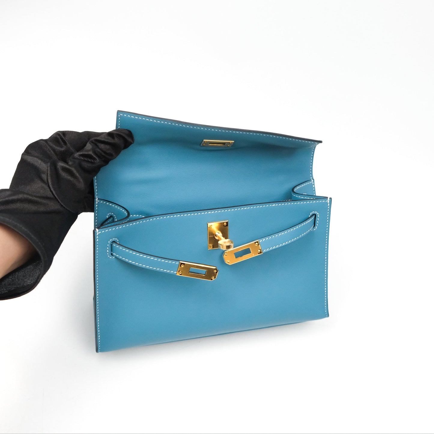 Hermès Kelly Mini Pochette Bleu Jean Swift Gold Hardware