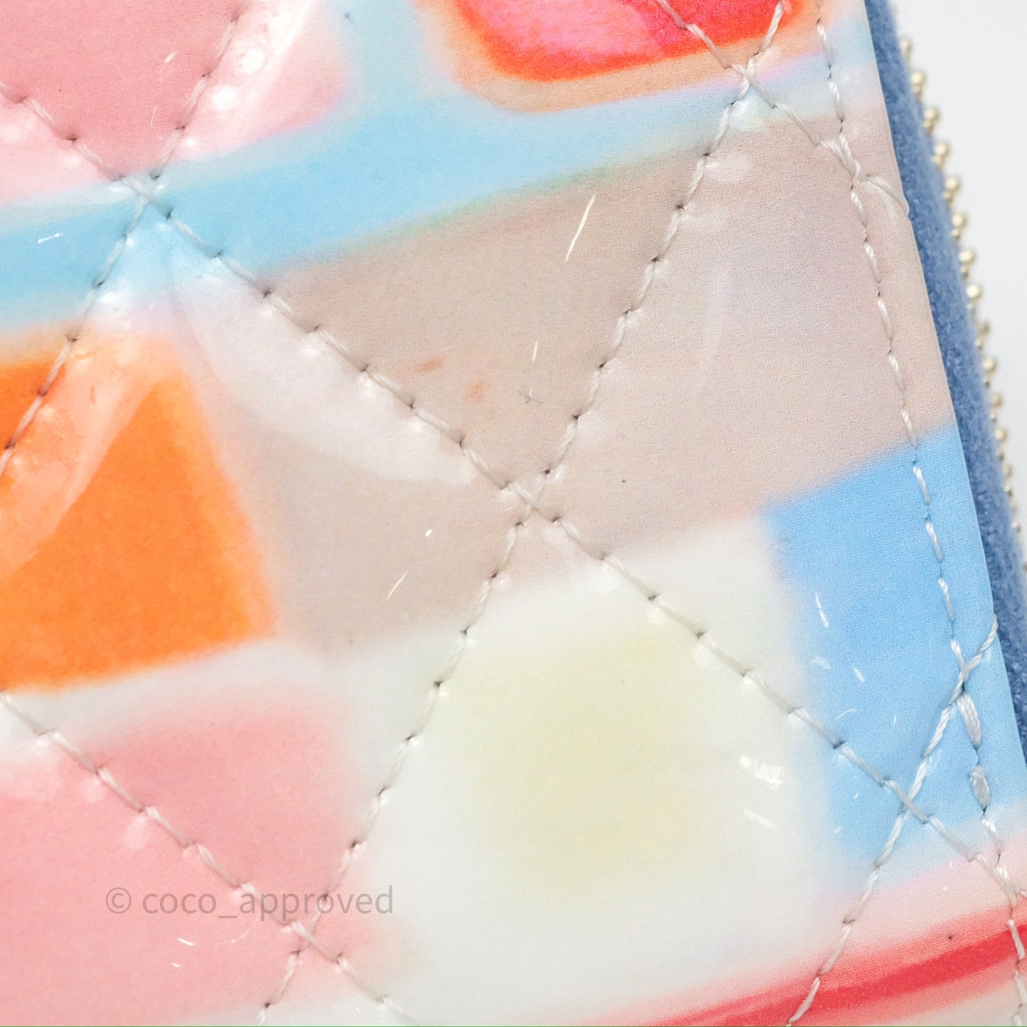 Chanel Printed Quilted Zip Coin Purse Patent Calfskin Multicolor