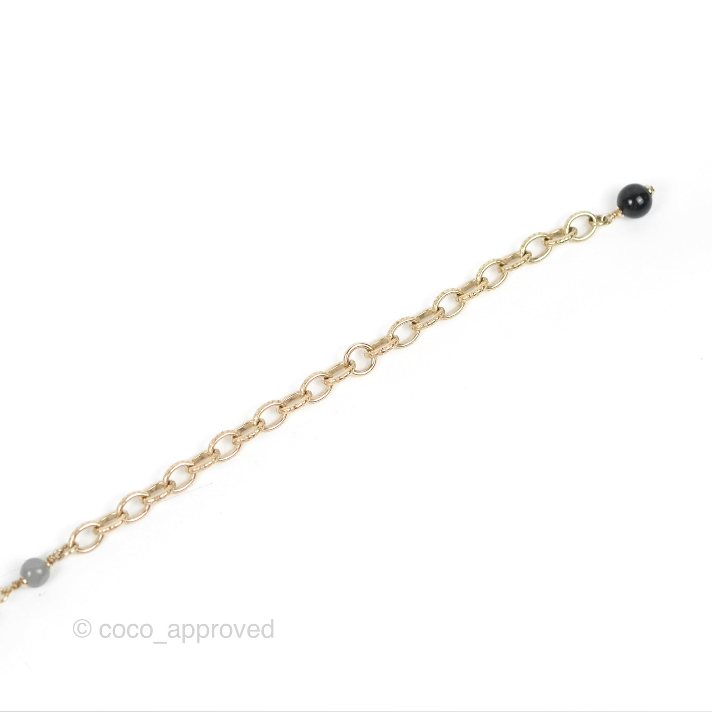 Chanel CC Pearl Gemstone Chain Long Necklace Gold Tone 16A
