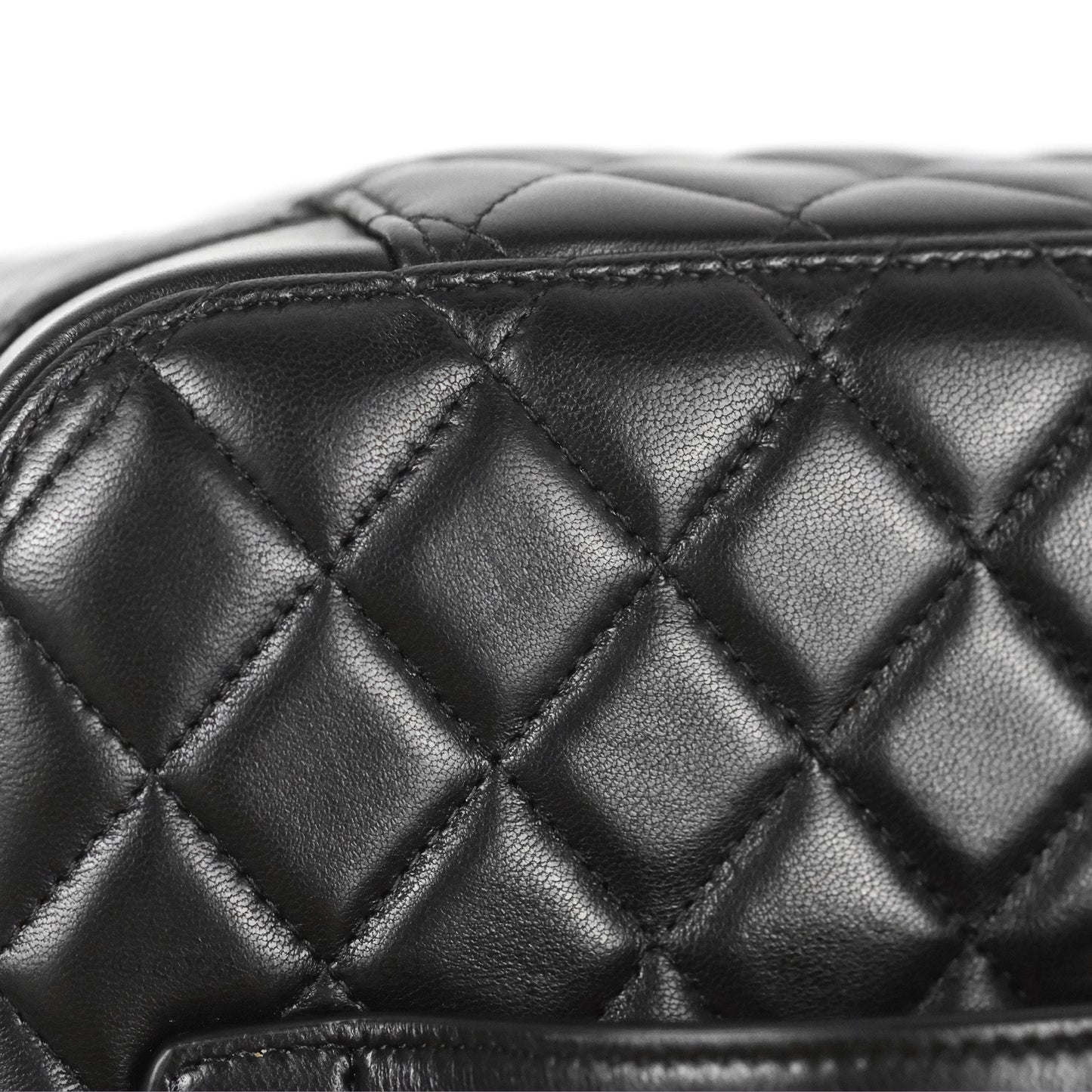 Chanel Classic Cosmetic Vanity Pouch Quilted Black Lambskin Gold Hardware