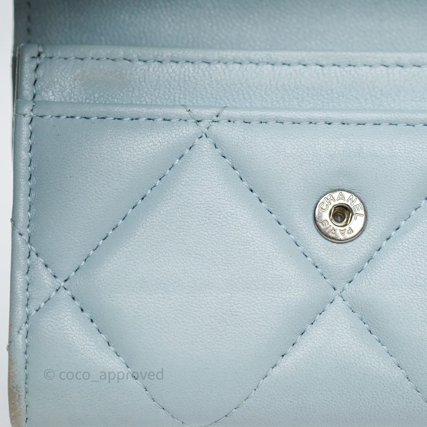 Chanel 19 Flap Card Holder Light Blue Lambskin