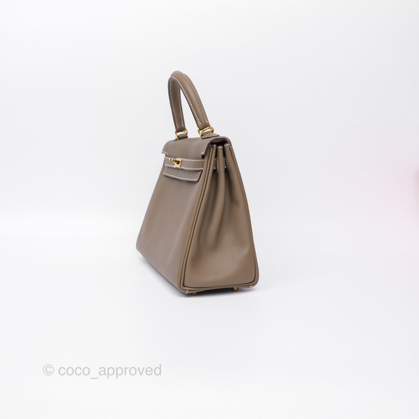 Hermès Retourne Kelly 25 Etoupe 18 Swift Gold Hardware