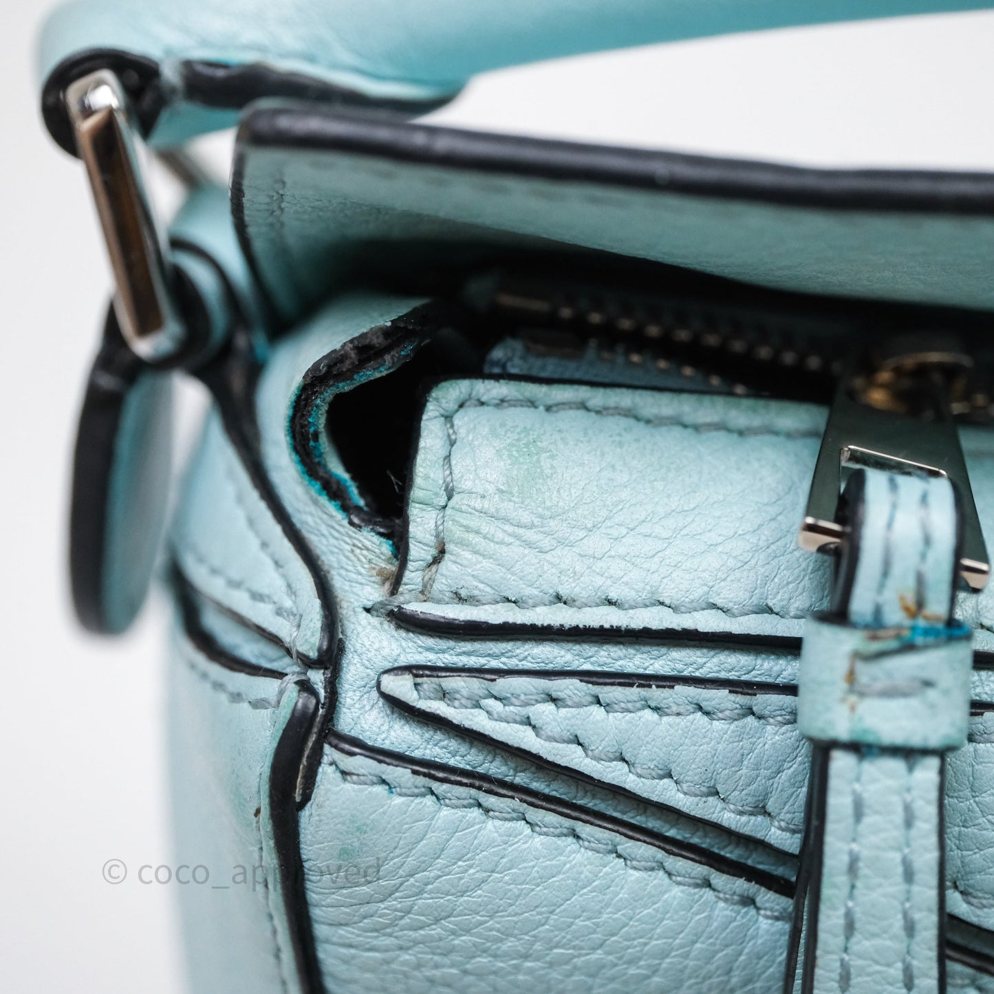 Loewe Mini Puzzle Bag Light Blue Calfskin Silver Hardware