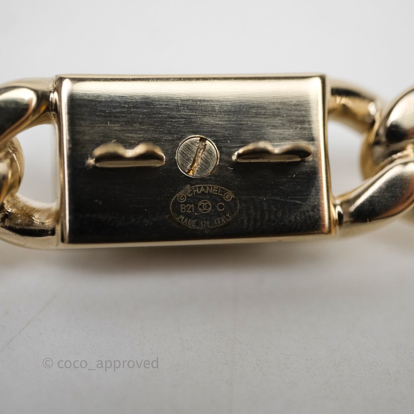 Chanel Crystal Chain CC Hair Clip Barrette Gold 21C