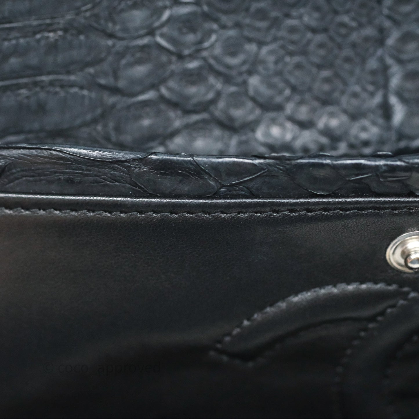 Chanel Classic M/L Medium Flap So Black Python Black Hardware