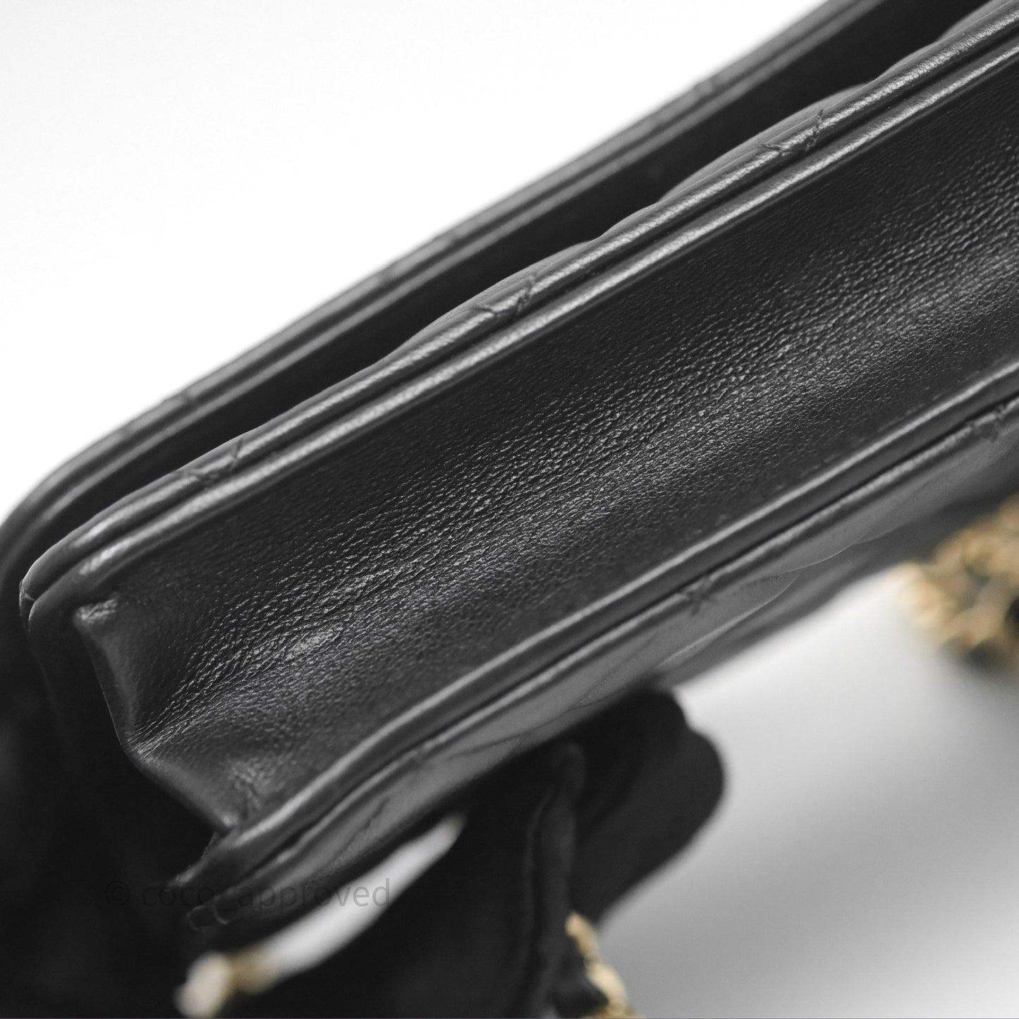 Chanel Camellia Handle Mini WOC Phone Holder with Chain Black Lambskin 23K