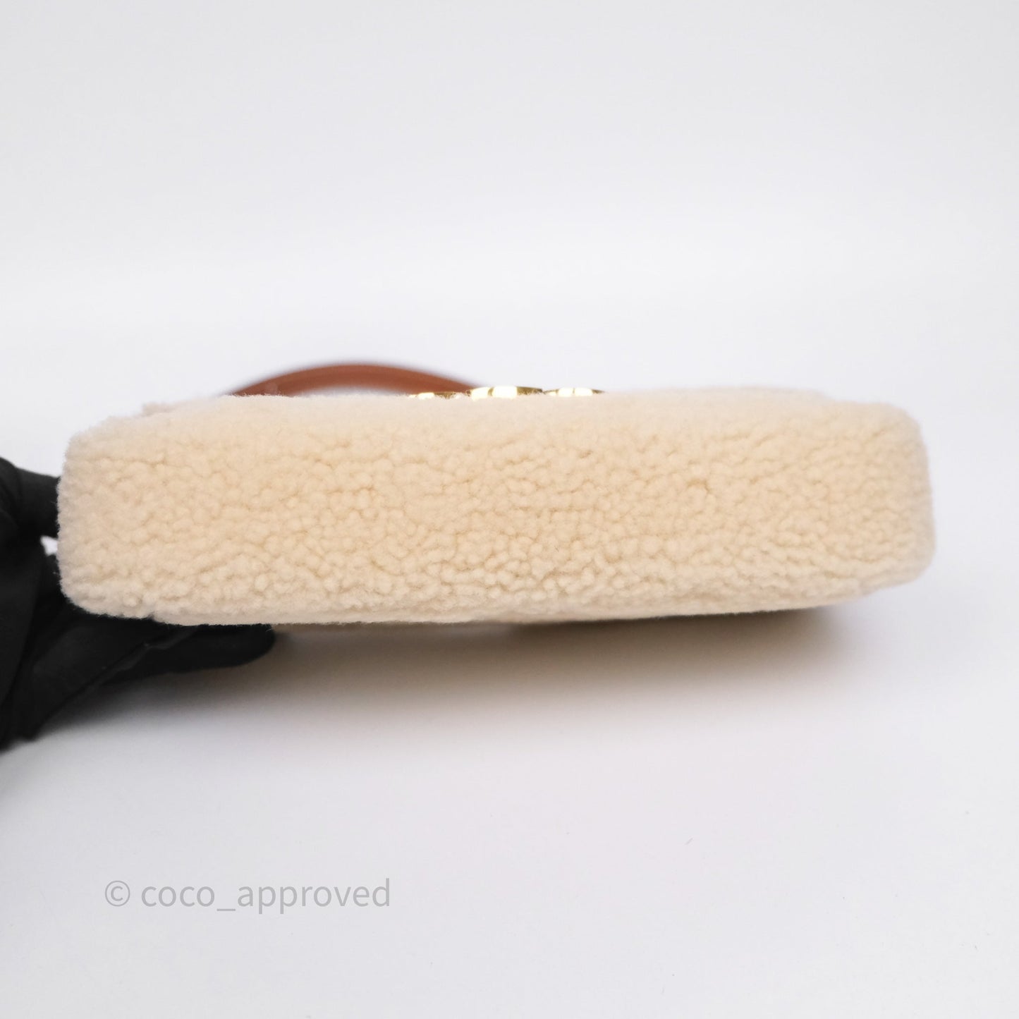 Celine Triomphe Shoulder Bag Beige Shearling