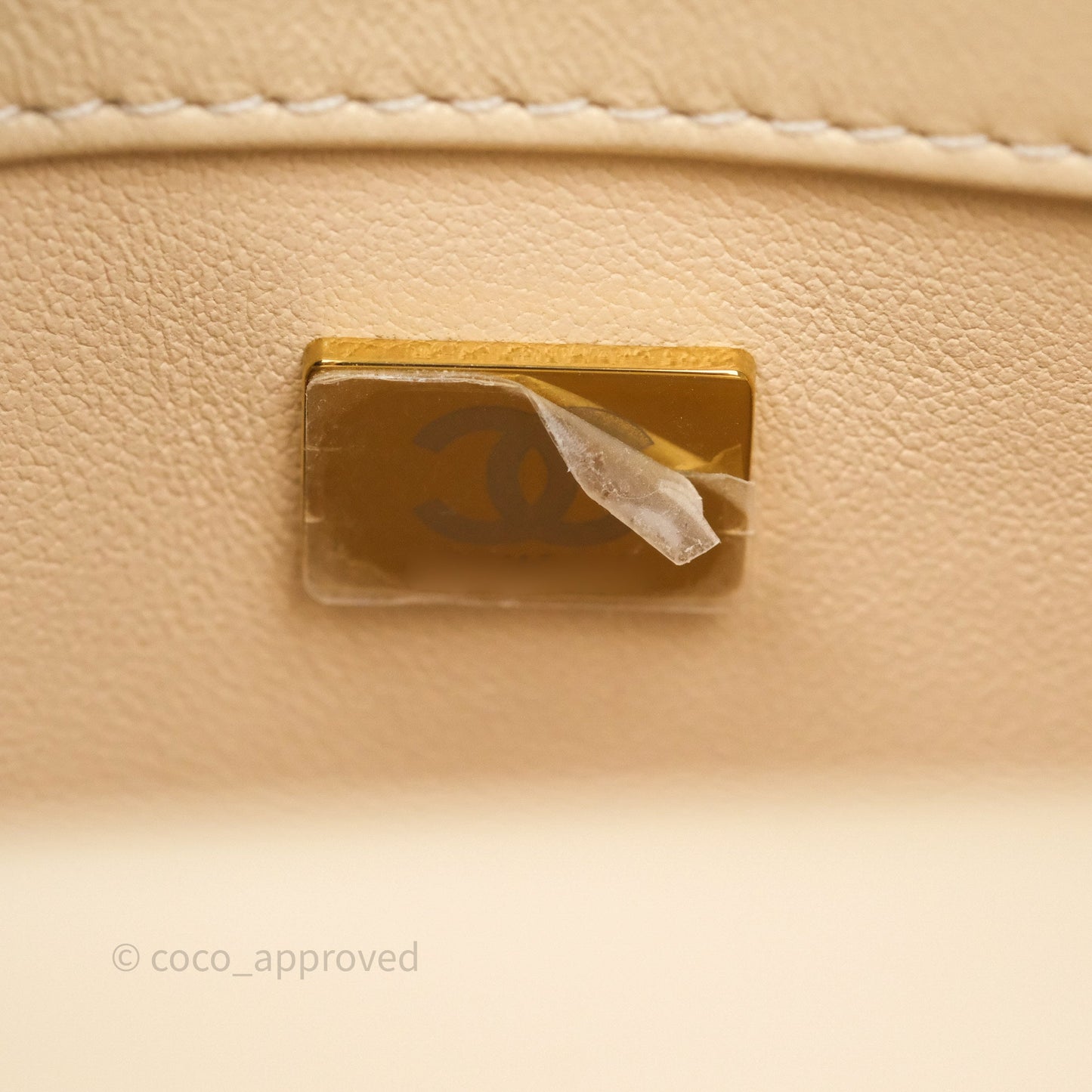 Chanel Sweetheart Mini Flap Beige Shiny Lambskin Aged Gold Hardware