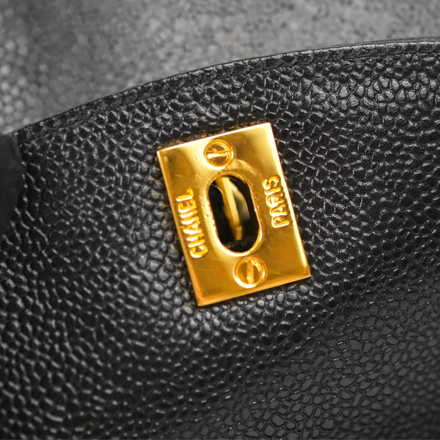 Chanel Vintage Large CC backpack Black Caviar 24K Gold Hardware
