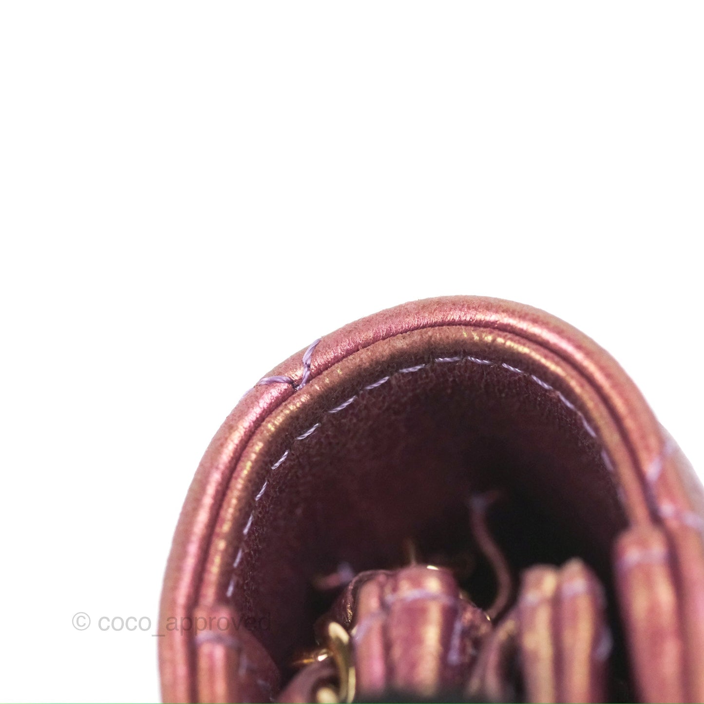 Chanel Quilted Mini Wallet on Chain WOC Iridescent Purple Gold Hardware