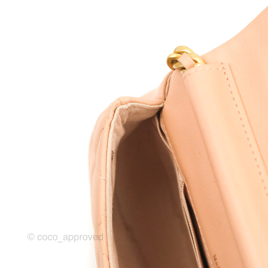 Chanel Clutch with Chain Beige Pink Calfskin Aged Gold Hardware