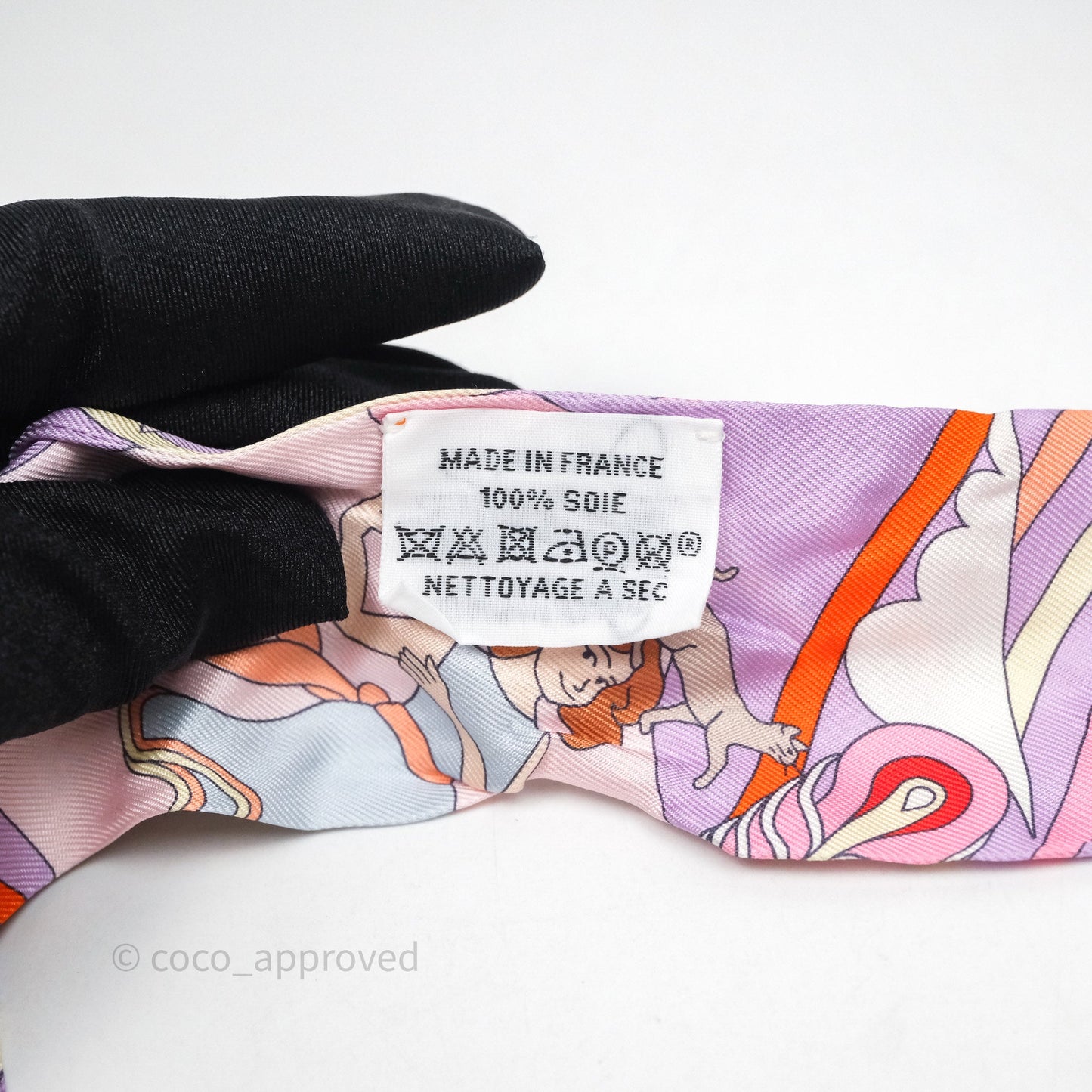 Hermes Silk Carres Volants Twilly Lilas/Rose Pâle/ Orange