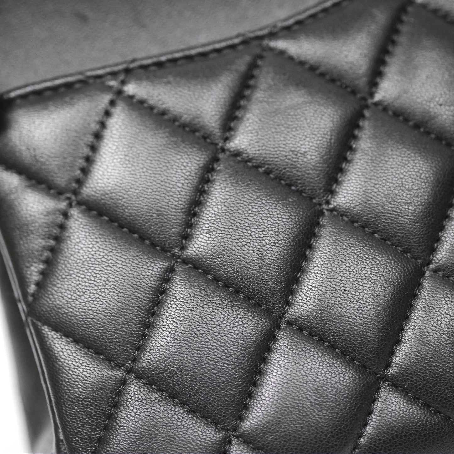 Chanel Classic M/L Medium Flap Quilted Black Lambskin Gold Hardware