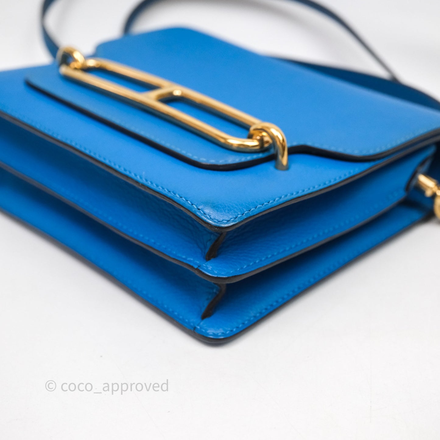 Hermès Roulis Mini 18 Bleu Zanzibar B3 Evercolor Gold Hardware