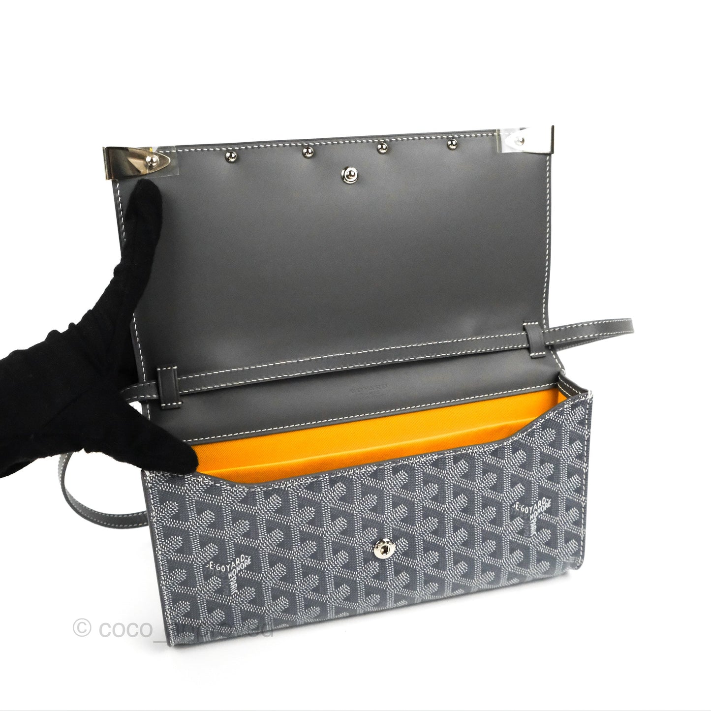 Goyard Monte-Carlo PM Clutch with Strap Grey Goyardine Canvas