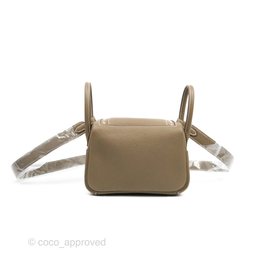 Hermès Mini Lindy 20 Etoupe Clemence Silver Hardware