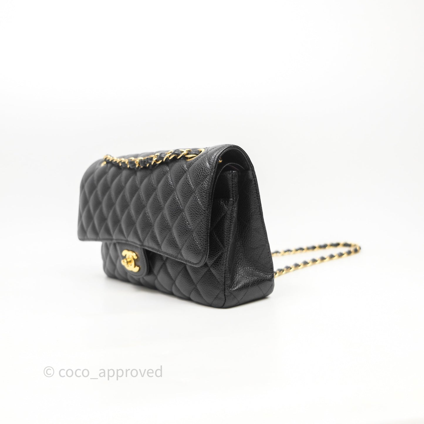 Chanel Classic M/L Medium Flap Quilted Black Caviar Gold Hardware