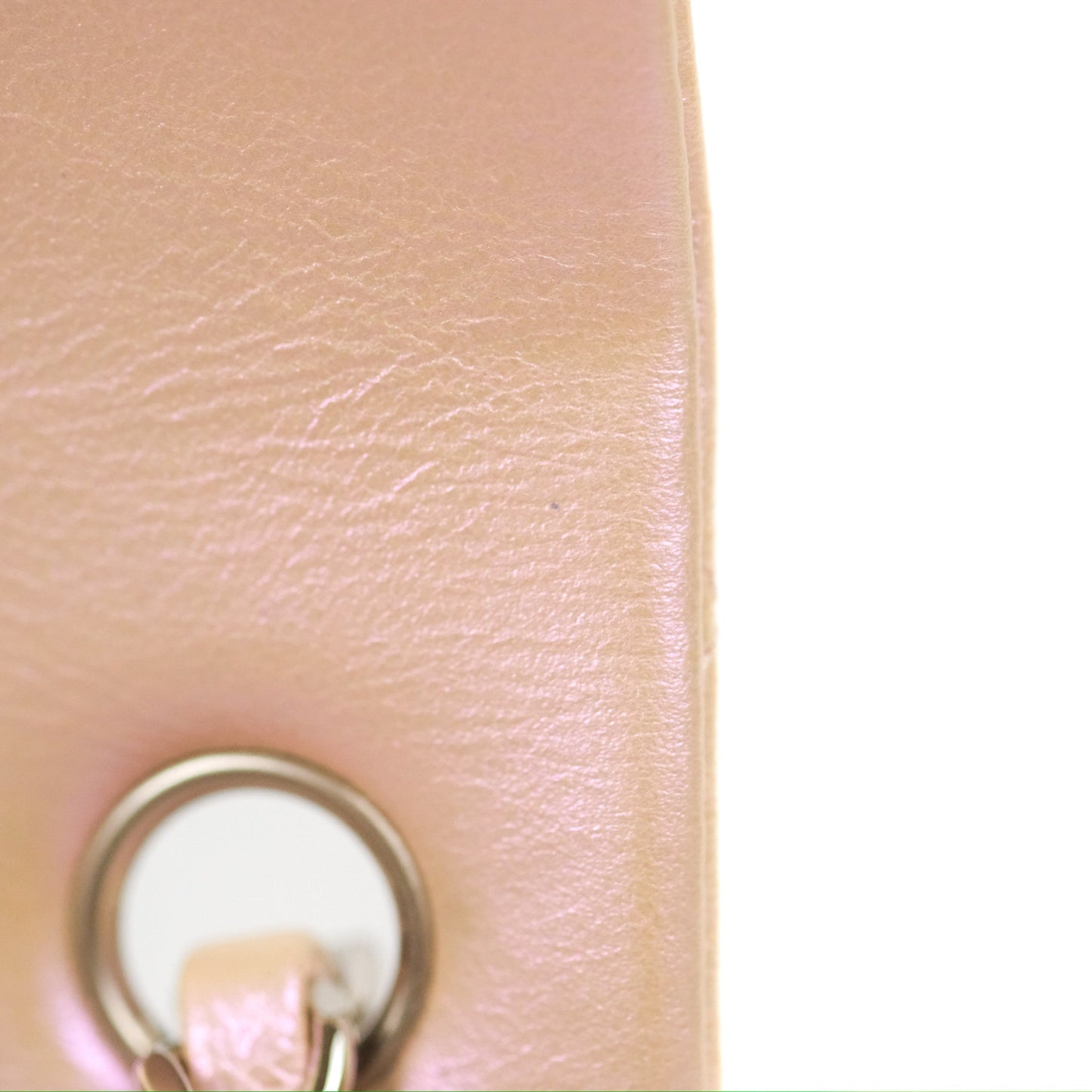 Chanel Quilted Mini Rectangular Iridescent Pink Calfskin Silver Hardware