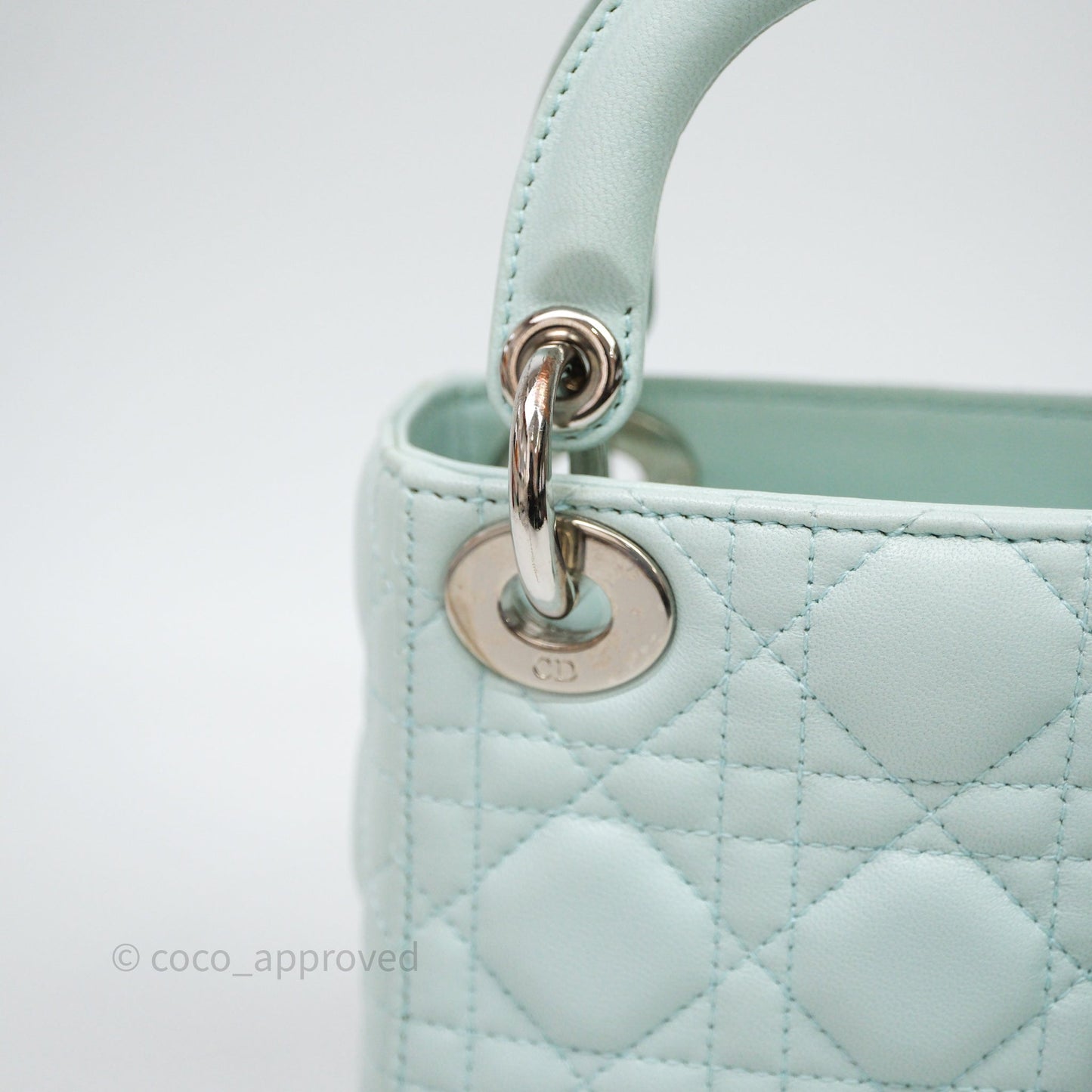 Christian Dior Mirco Lady Dior Cannage Calfskin Light Green Matte