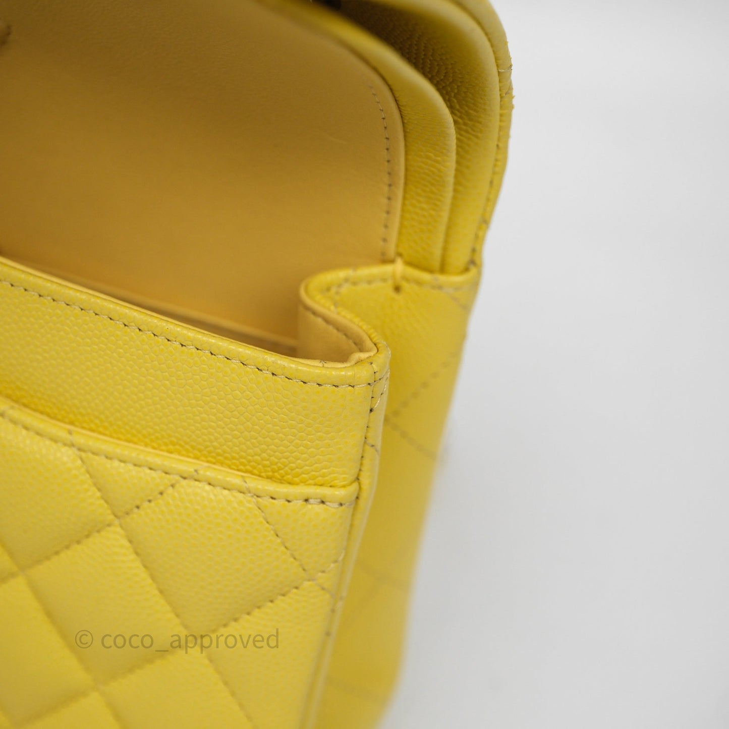 Chanel Small Classic Flap Quilted Yellow Caviar Gold Hardware