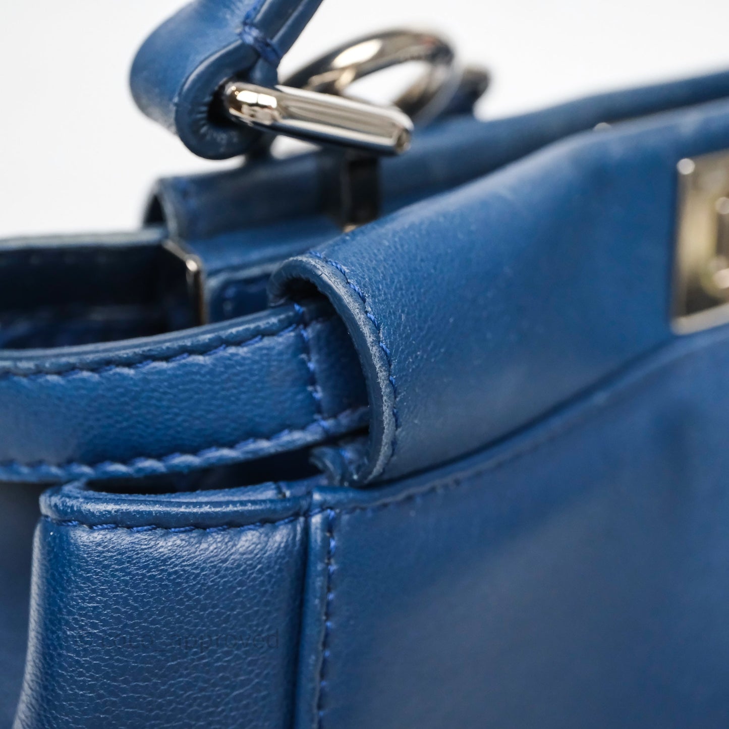 Fendi Nappa Mini Peekaboo Bag Blue Silver Hardware