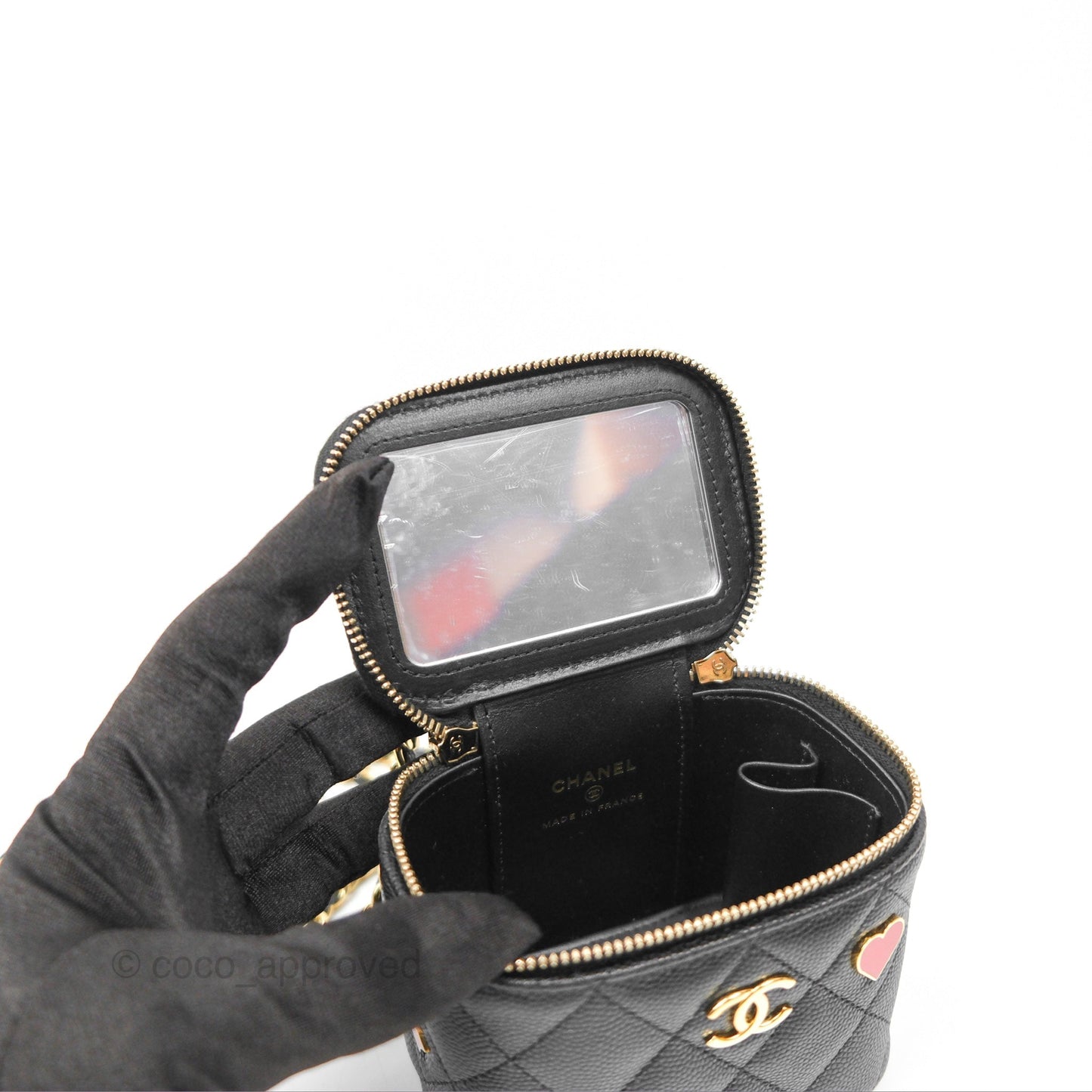 Chanel Mini Poker Vanity With Chain Black Caviar Gold Hardware