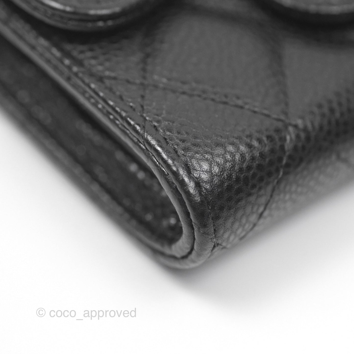 Chanel Caviar Quilted Flap Card Holder Black Gold Hardware