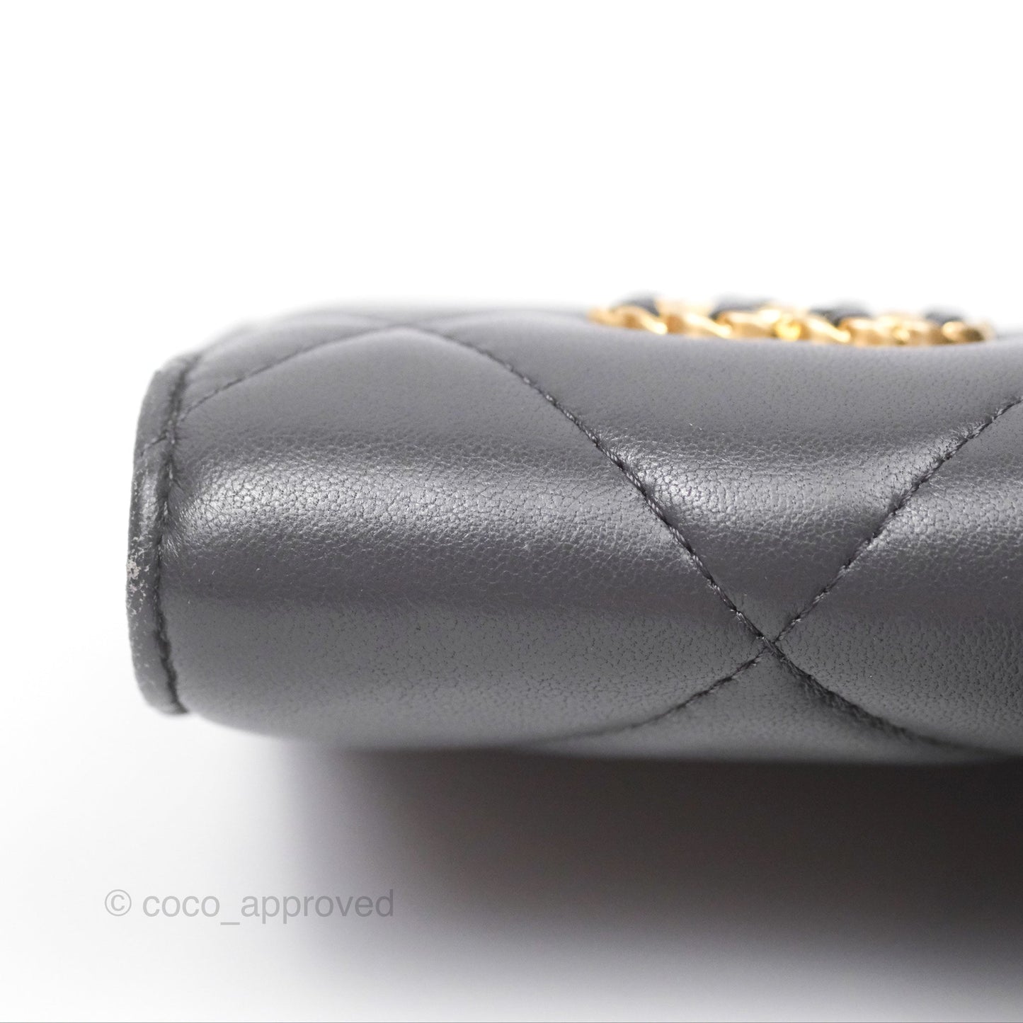Chanel 19 Short Flap Wallet Grey Gold Hardware