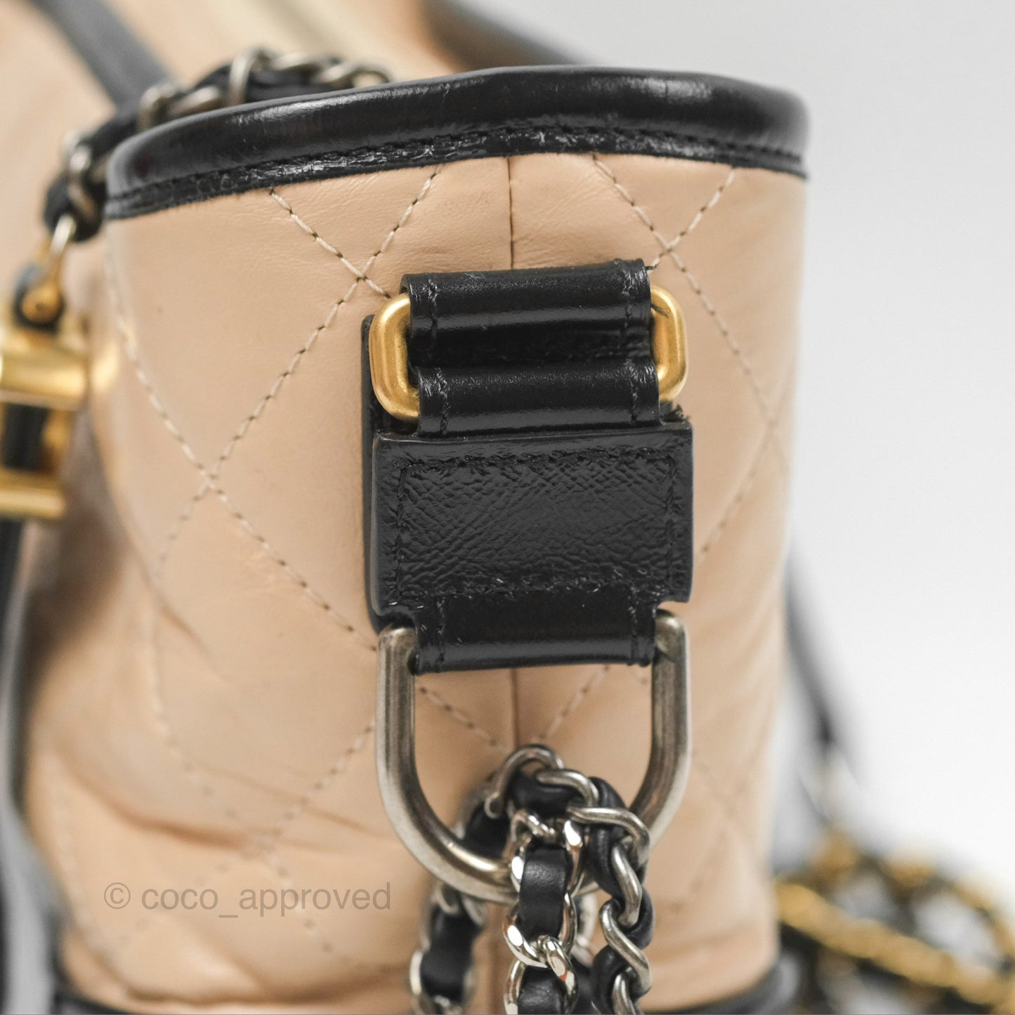 Chanel Small Gabrielle Hobo Quilted Beige Back Aged Calfskin