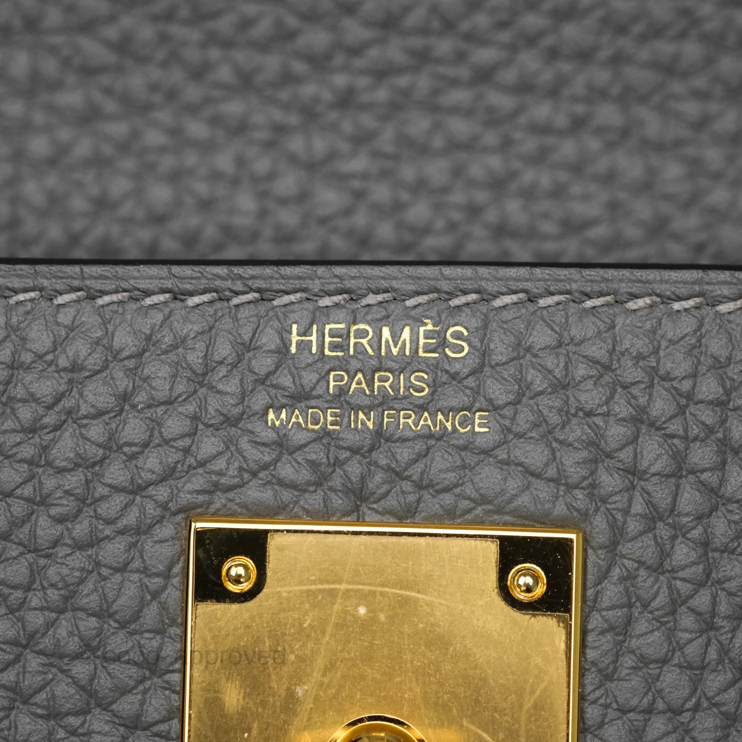 Hermès Kelly 28 Retourne Gris Meyer 0L Clemence Gold Hardware