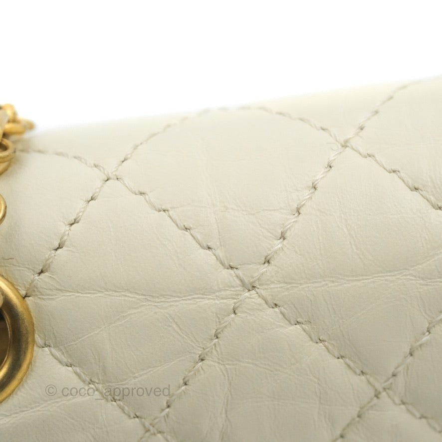 Chanel Mini Reissue 224 White Ivory Aged Calfskin Aged Gold Hardware