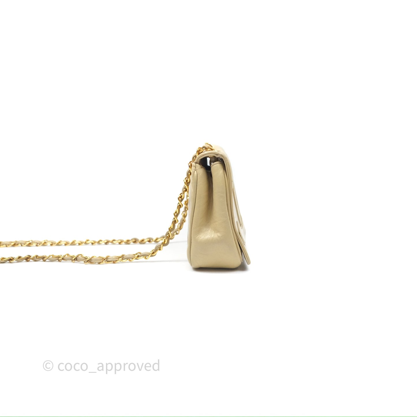 Chanel Vintage CC Flap Bag Beige Lambskin Gold Hardware