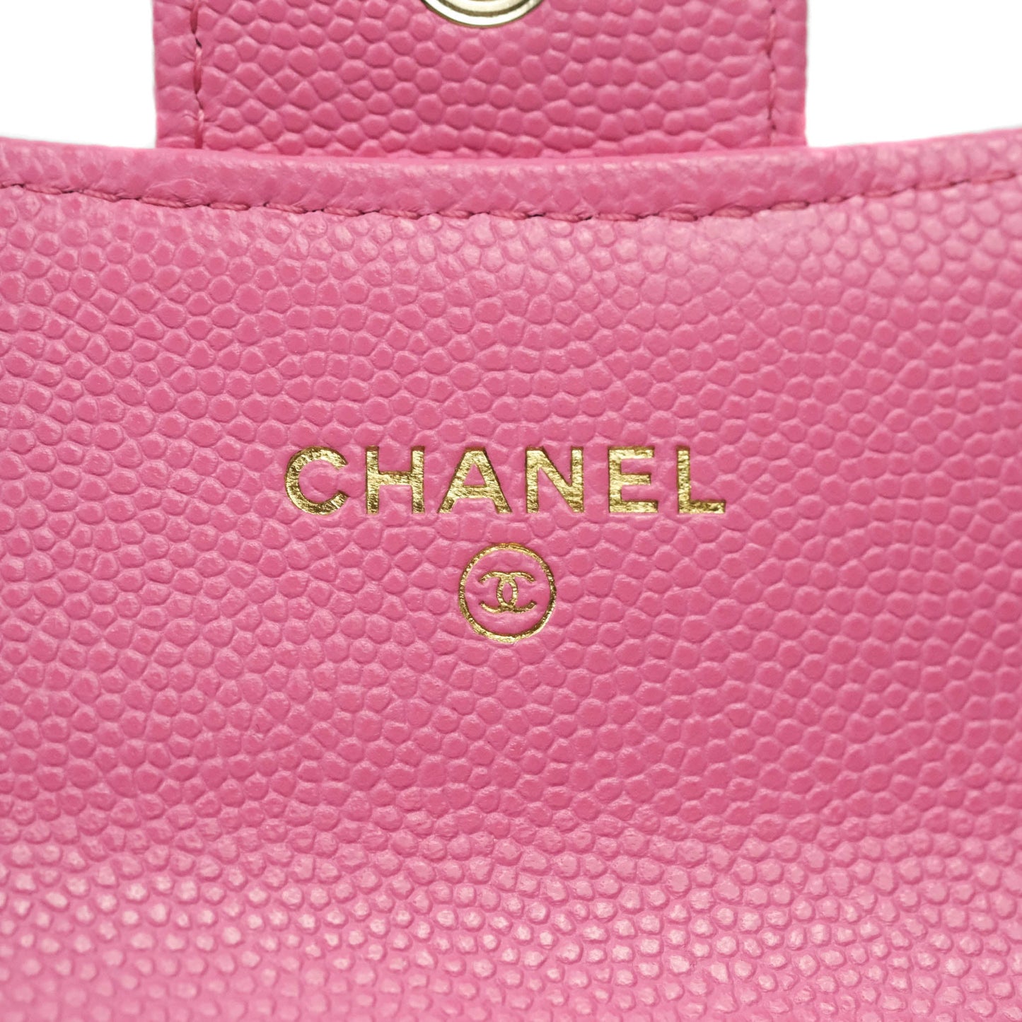 Chanel Caviar Quilted Flap Card Holder Pink Gold Hardware