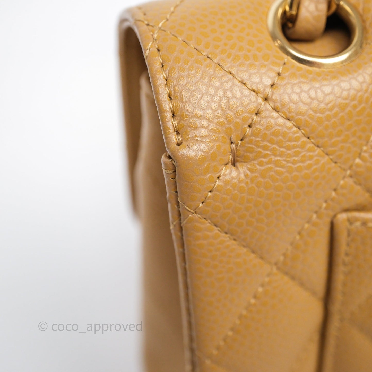 Chanel Classic M/L Medium Flap Quilted Dark Beige Caviar Gold Hardware
