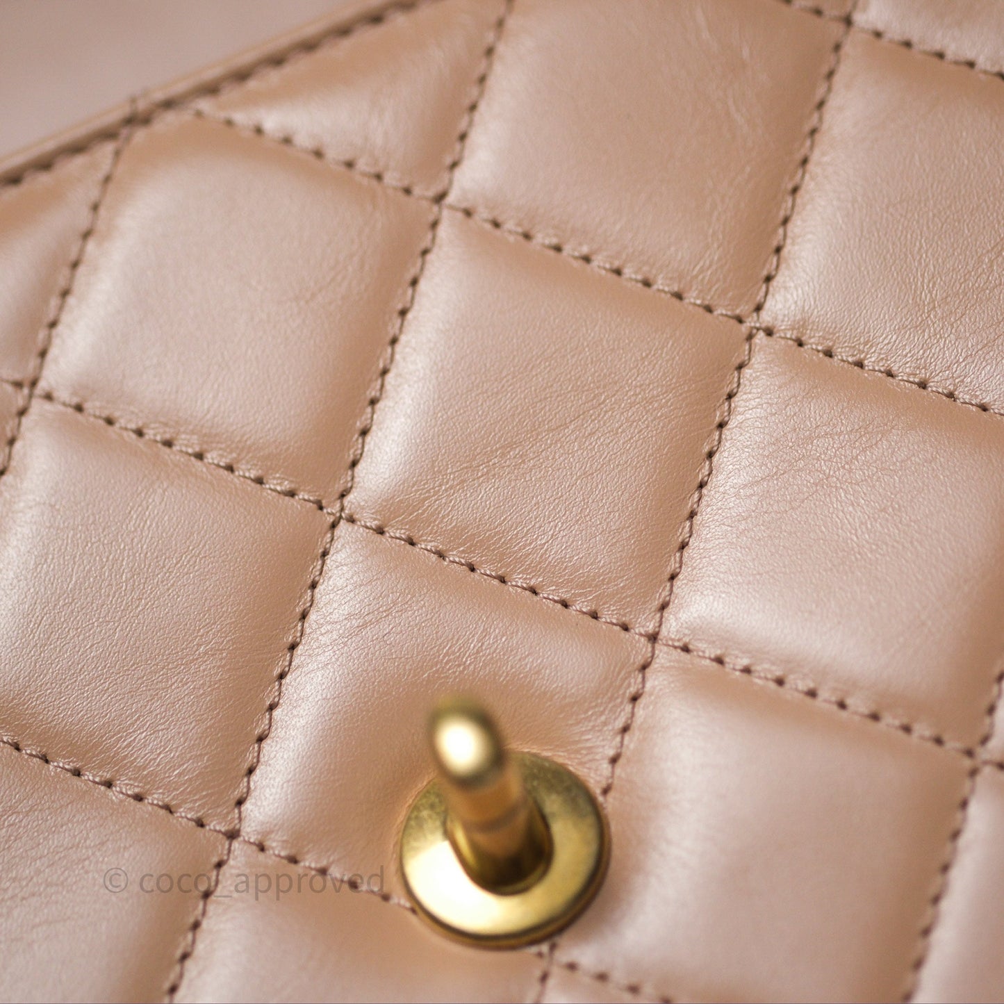 Chanel Quilted Small Perfect Fit Adjustable Beige Calfskin Gold Hardware 21A