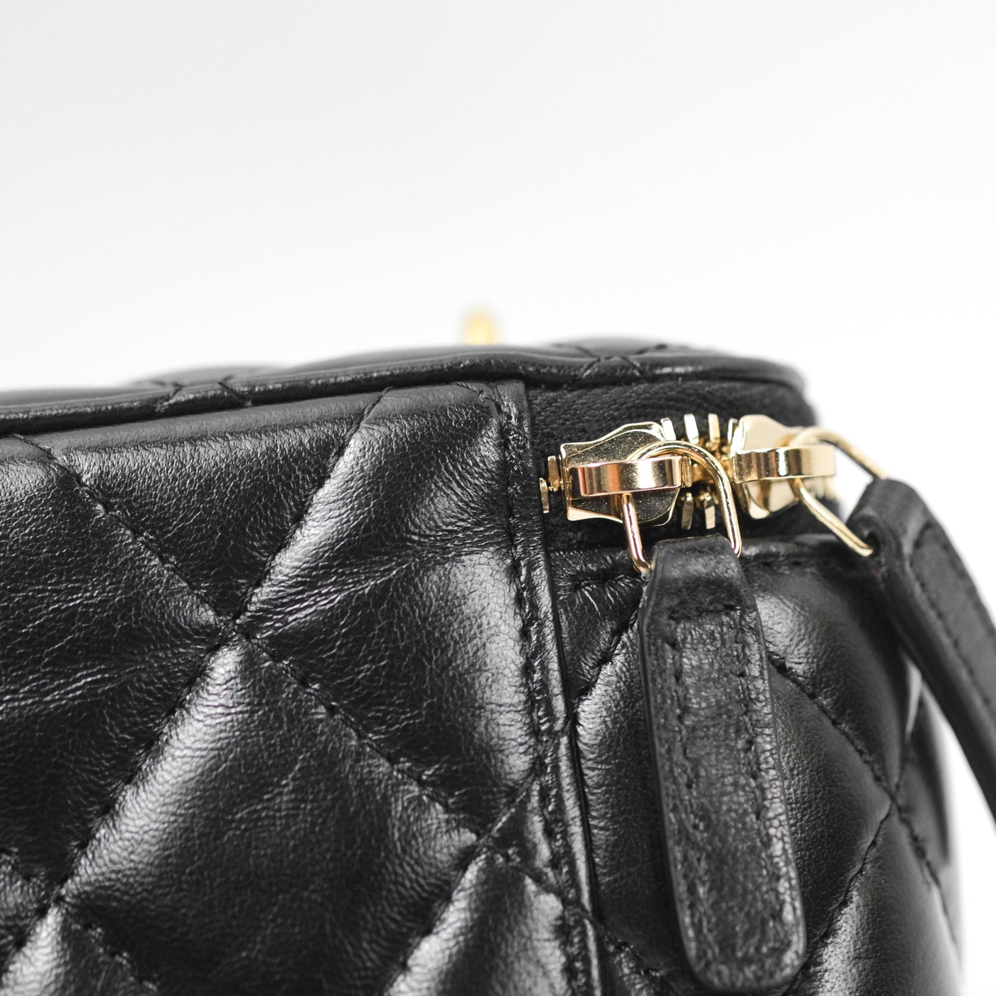 Chanel Vanity with Adjustable Chain Black Lambskin Aged Gold Hardware