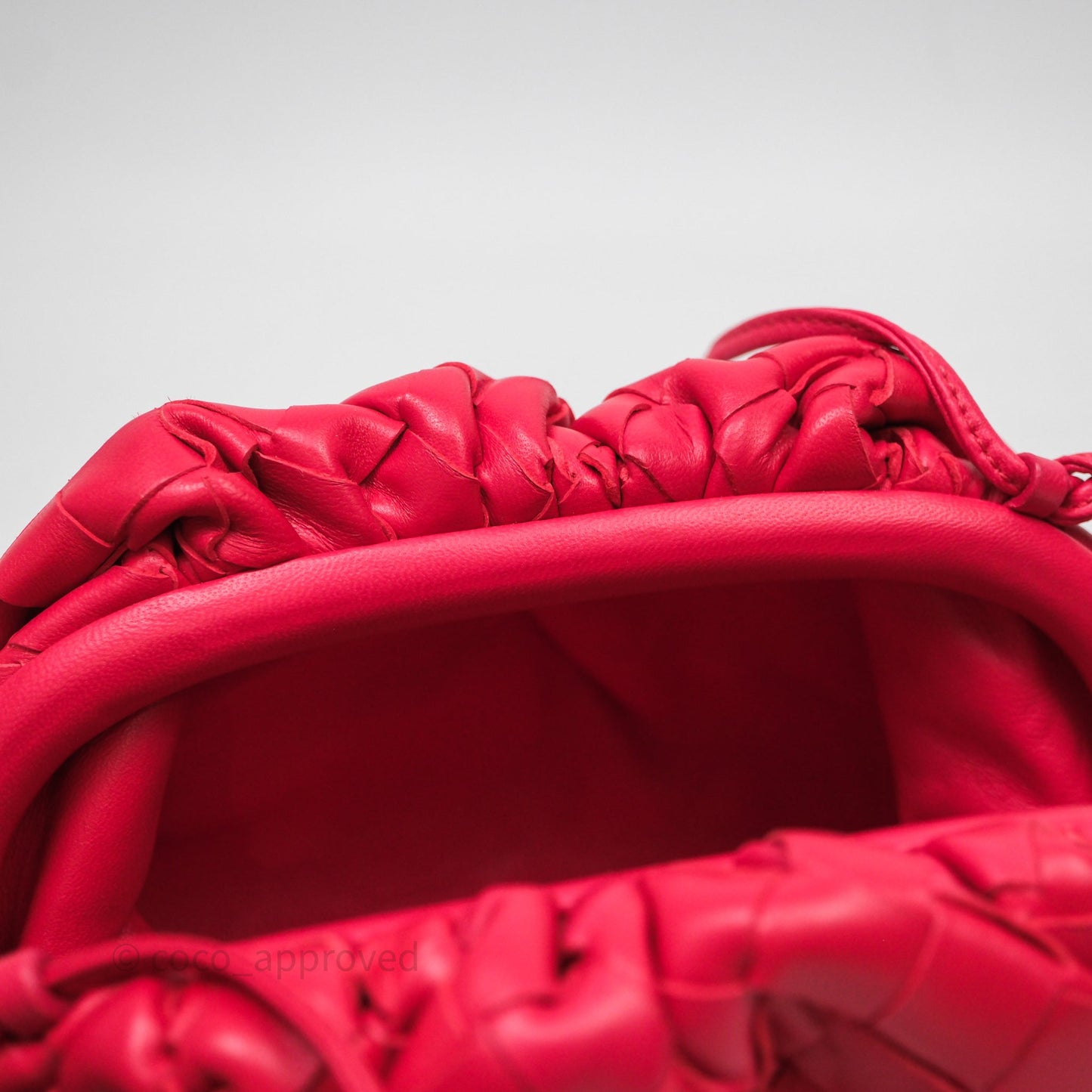 Bottega Veneta Mini Pouch Red Intrecciato Lambskin