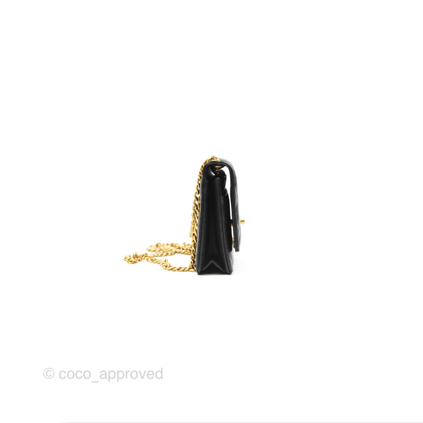 Chanel All Slide Wallet on Chain WOC Adjustable Chain Quilted Black Lambskin 22K